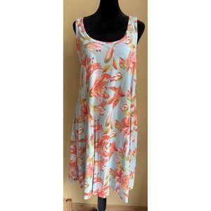 Soft Surroundings Womens Santiago Lily Dress Teal Dust Petite XL Pockets Beach